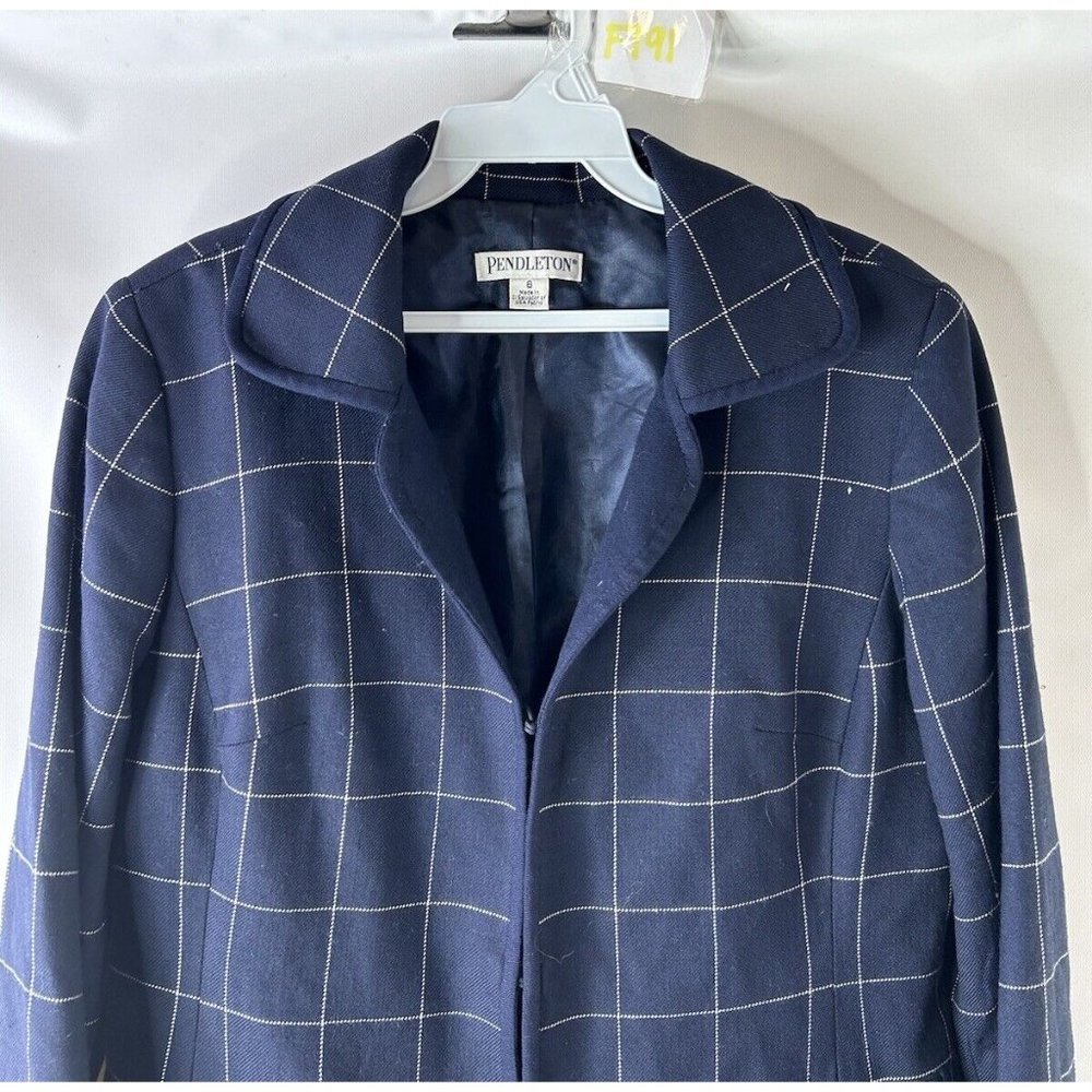 Pendleton Virgin Wool Windowpane Plaid Hook Latch… - image 2